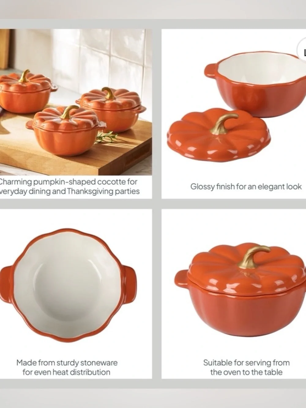 Mini 🌺 New Pioneer Woman Ceramic Orange Pumpkin MINI Coquette, Qty 3